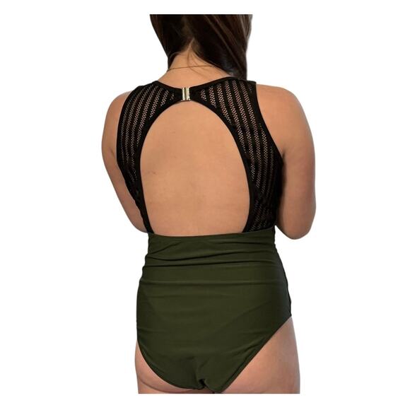 NEW Cupshe SWIMSUIT Women's LG Tummy Control High Neck Hook Mesh Back One Piece - Picture 8 of 10